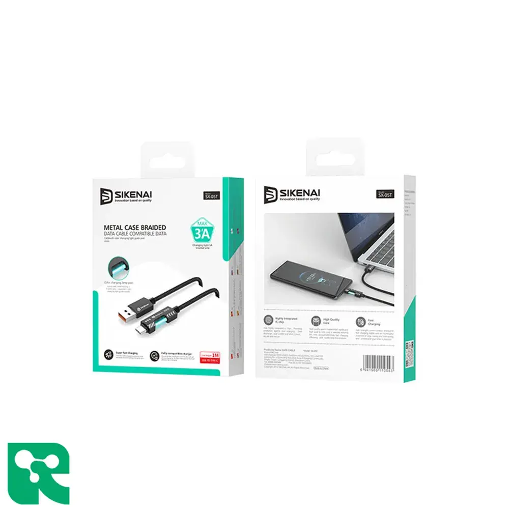 کابل شارژ (usb به type-c) چراغ دار سیکنای SX-05T